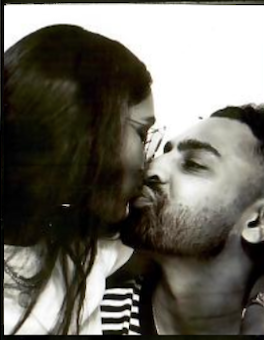 Romantic forehead kiss